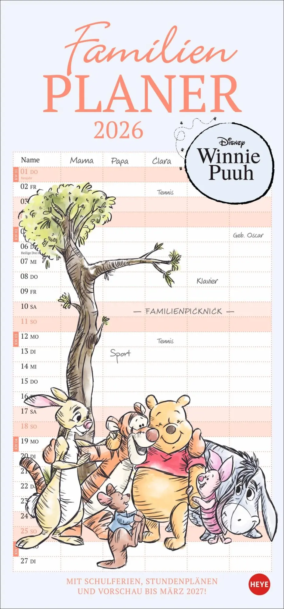 Cover: 9783756411917 | Winnie Puuh Familienplaner 2026 | Heye | Kalender | Spiralbindung