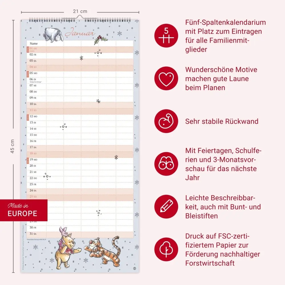 Bild: 9783756411917 | Winnie Puuh Familienplaner 2026 | Heye | Kalender | Spiralbindung