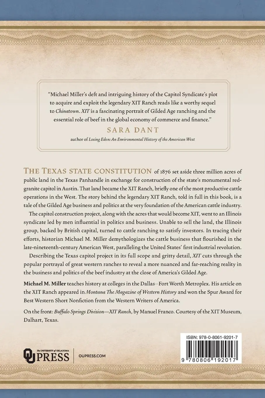 Rückseite: 9780806192017 | XIT | A Story of Land, Cattle, and Capital in Texas and Montana | Buch