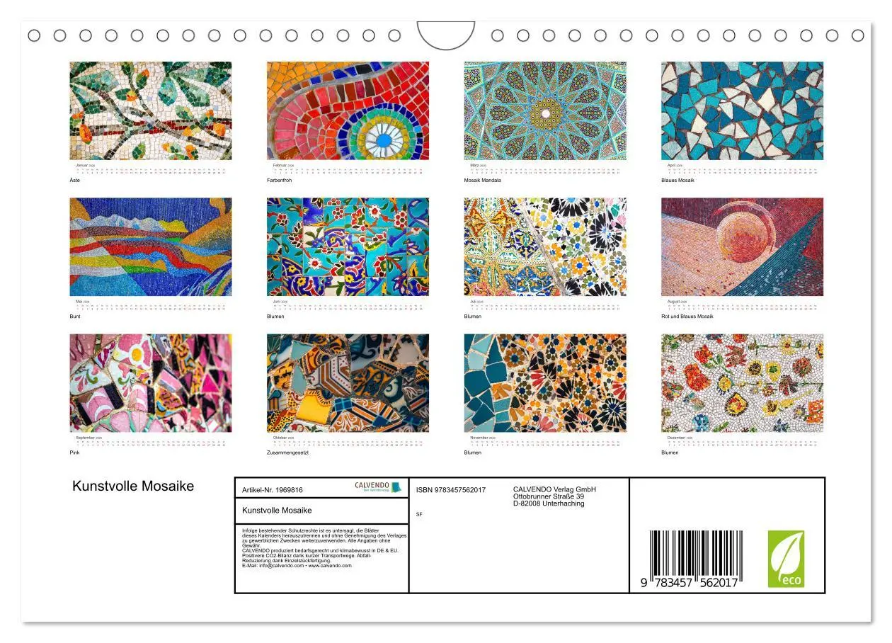 Bild: 9783457562017 | Kunstvolle Mosaike (Wandkalender 2026 DIN A4 quer), CALVENDO...