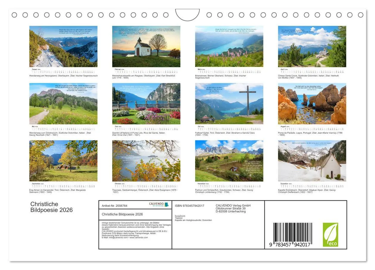 Bild: 9783457942017 | Christliche Bildpoesie 2026 (Wandkalender 2026 DIN A4 quer),...