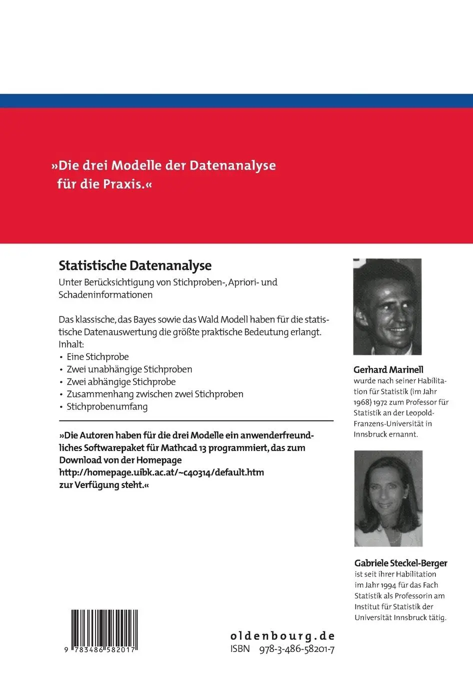Rückseite: 9783486582017 | Statistische Datenanalyse | Gabriele Steckel-Berger (u. a.) | Buch