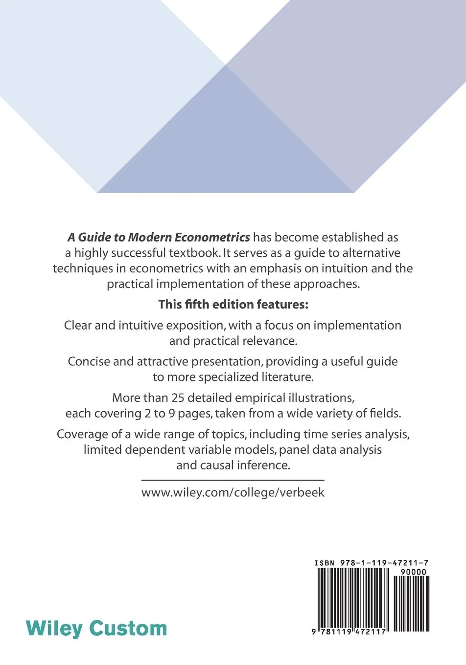 Rückseite: 9781119472117 | A Guide to Modern Econometrics | Marno Verbeek | Taschenbuch | 520 S.