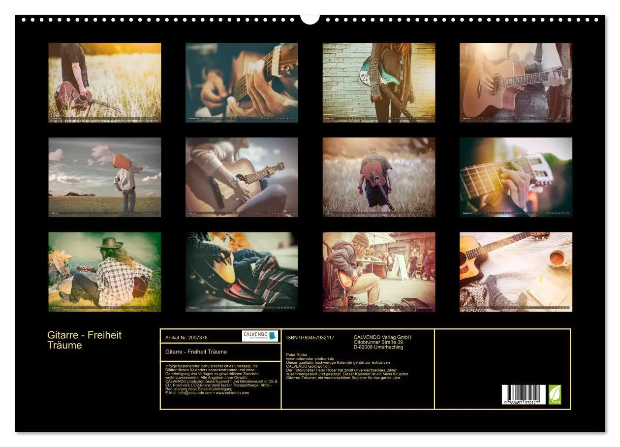 Bild: 9783457932117 | Gitarre - Freiheit Träume (Wandkalender 2026 DIN A2 quer), CALVENDO...