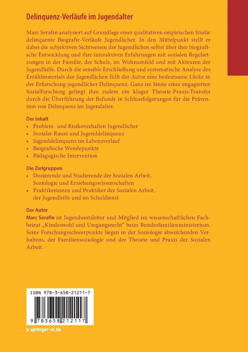 Rückseite: 9783658212117 | Delinquenz-Verläufe im Jugendalter | Marc Serafin | Taschenbuch | xxi