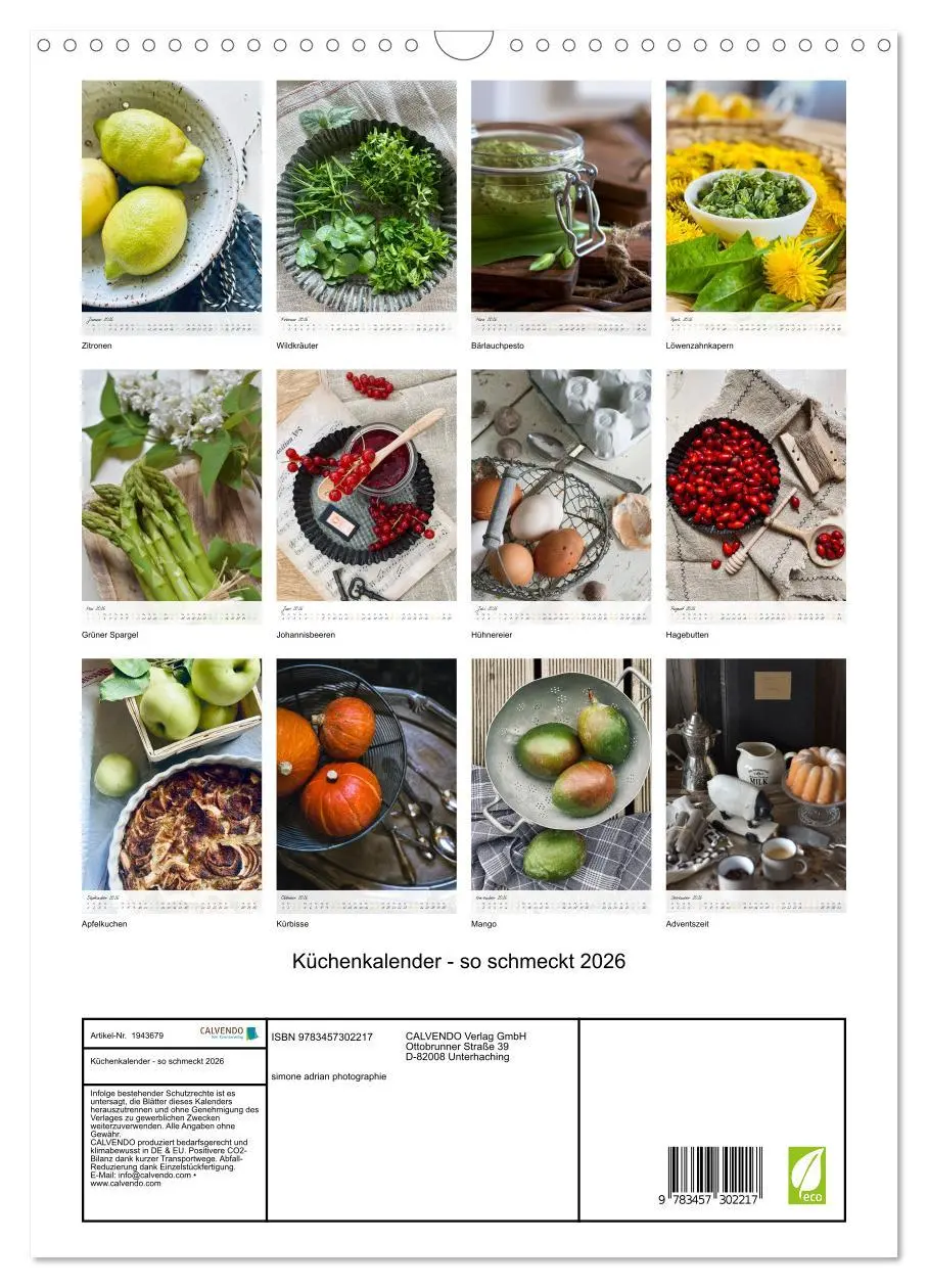 Bild: 9783457302217 | Küchenkalender - so schmeckt 2026 (Wandkalender 2026 DIN A3 hoch),...