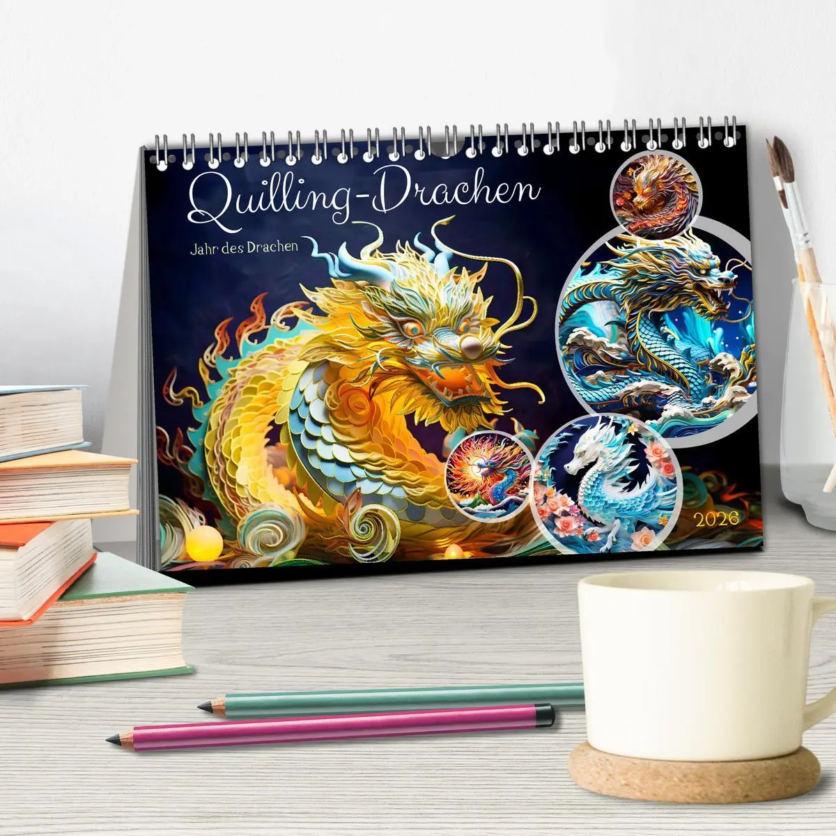 Bild: 9783457472217 | Quilling-Drachen - Jahr des Drachen (Tischkalender 2026 DIN A5...