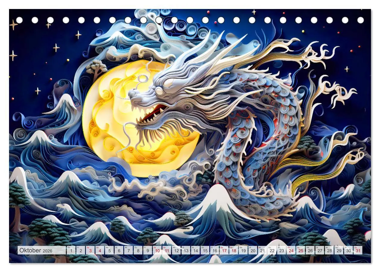 Bild: 9783457472217 | Quilling-Drachen - Jahr des Drachen (Tischkalender 2026 DIN A5...