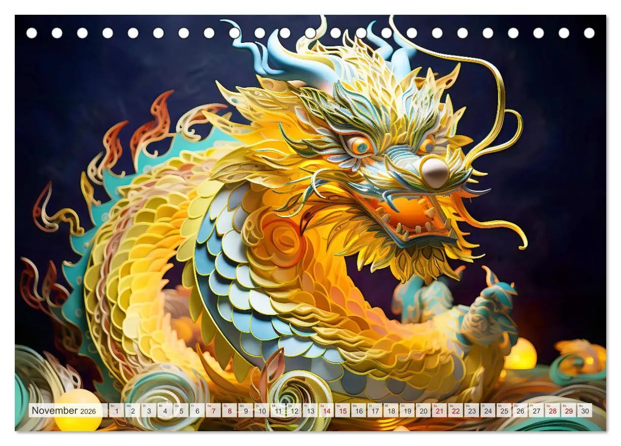 Bild: 9783457472217 | Quilling-Drachen - Jahr des Drachen (Tischkalender 2026 DIN A5...