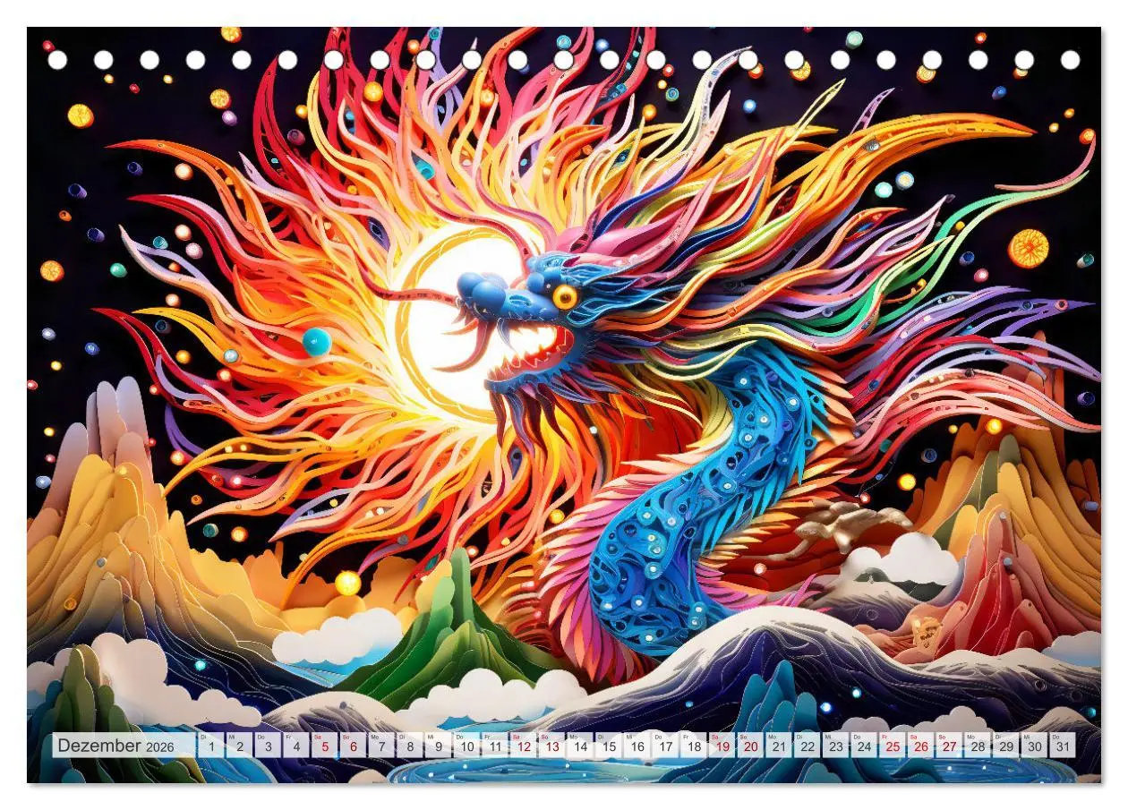 Bild: 9783457472217 | Quilling-Drachen - Jahr des Drachen (Tischkalender 2026 DIN A5...