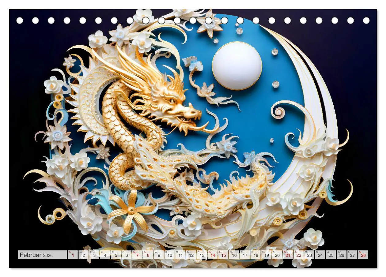 Bild: 9783457472217 | Quilling-Drachen - Jahr des Drachen (Tischkalender 2026 DIN A5...