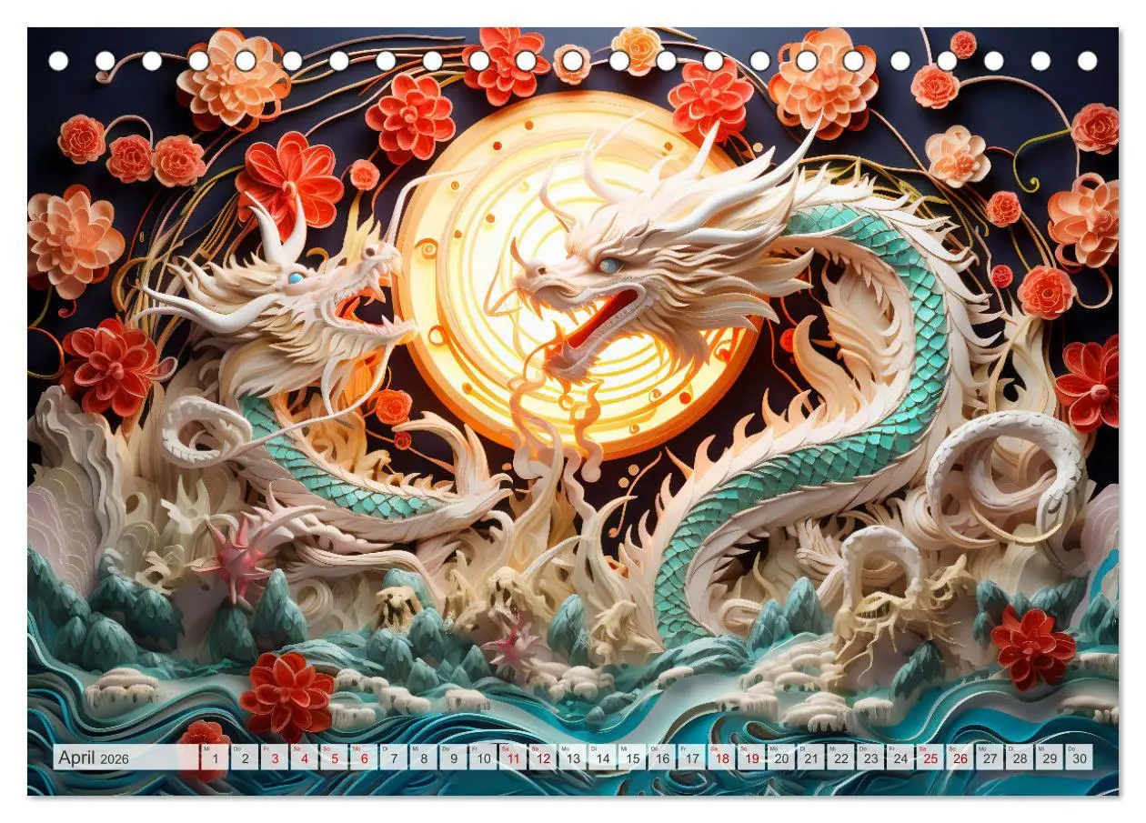 Bild: 9783457472217 | Quilling-Drachen - Jahr des Drachen (Tischkalender 2026 DIN A5...