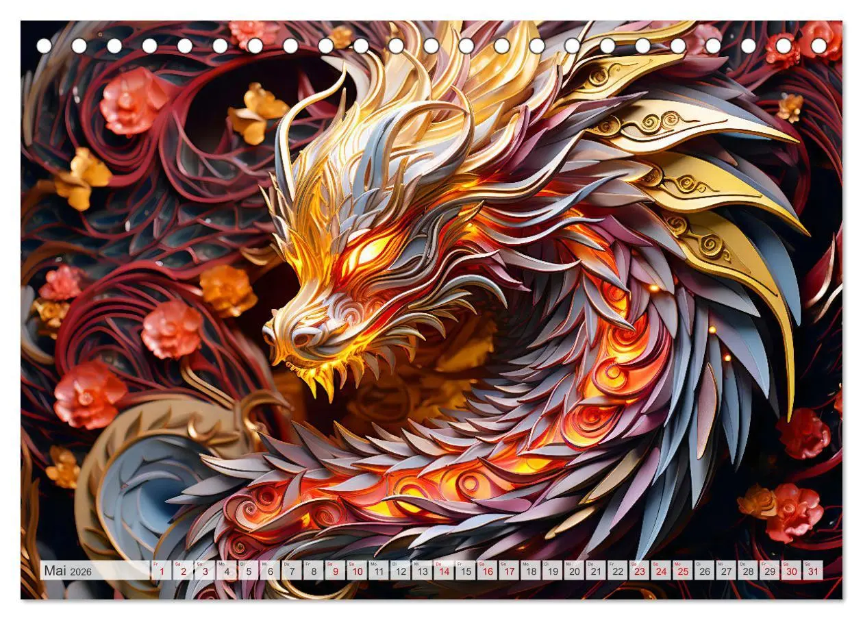 Bild: 9783457472217 | Quilling-Drachen - Jahr des Drachen (Tischkalender 2026 DIN A5...