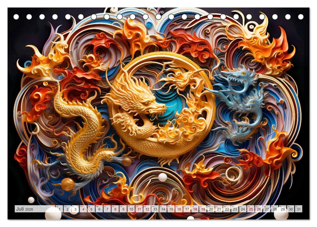 Bild: 9783457472217 | Quilling-Drachen - Jahr des Drachen (Tischkalender 2026 DIN A5...