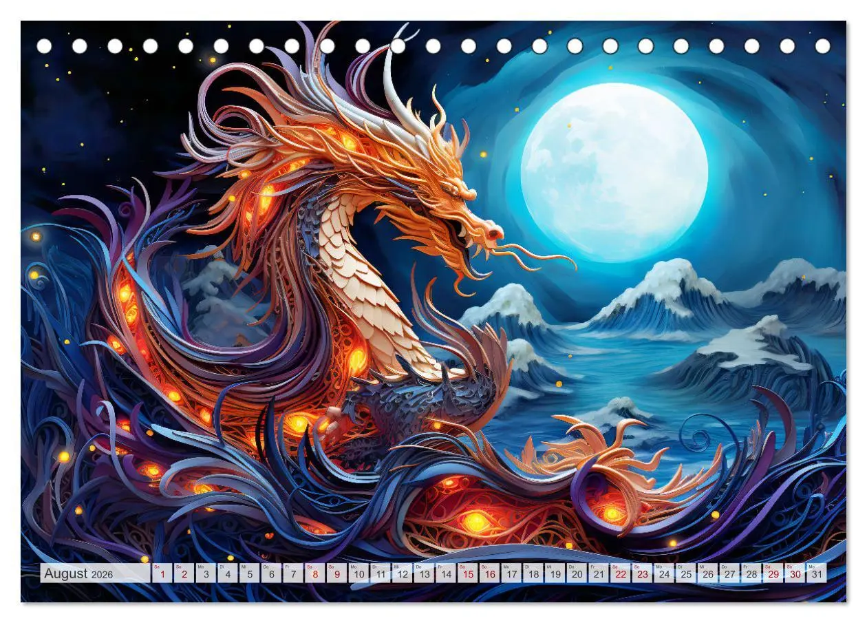 Bild: 9783457472217 | Quilling-Drachen - Jahr des Drachen (Tischkalender 2026 DIN A5...