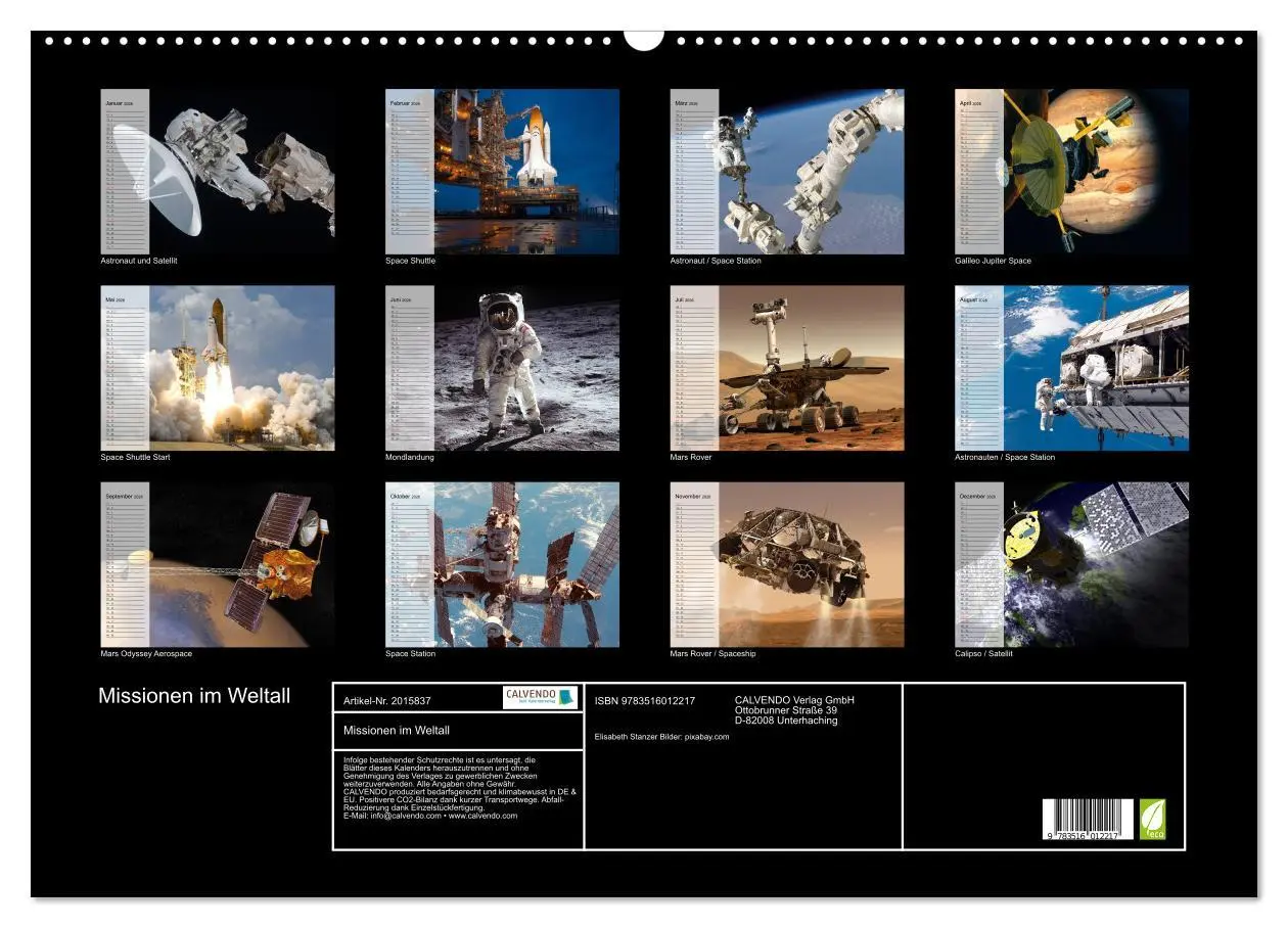 Bild: 9783516012217 | Missionen im Weltall (Wandkalender 2026 DIN A2 quer), CALVENDO...