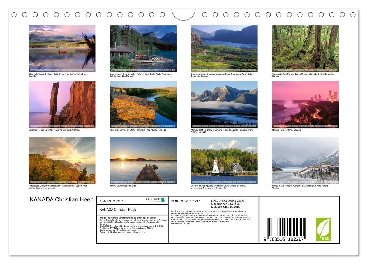 Bild: 9783516182217 | KANADA Christian Heeb (Wandkalender 2026 DIN A4 quer), CALVENDO...