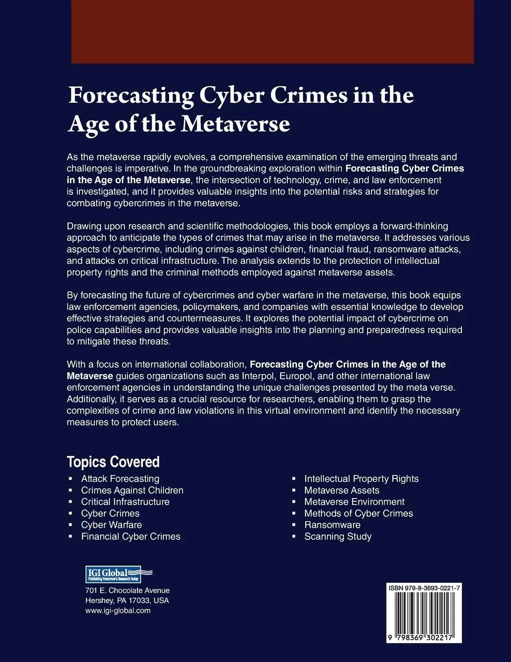 Rückseite: 9798369302217 | Forecasting Cyber Crimes in the Age of the Metaverse | Elshenraki