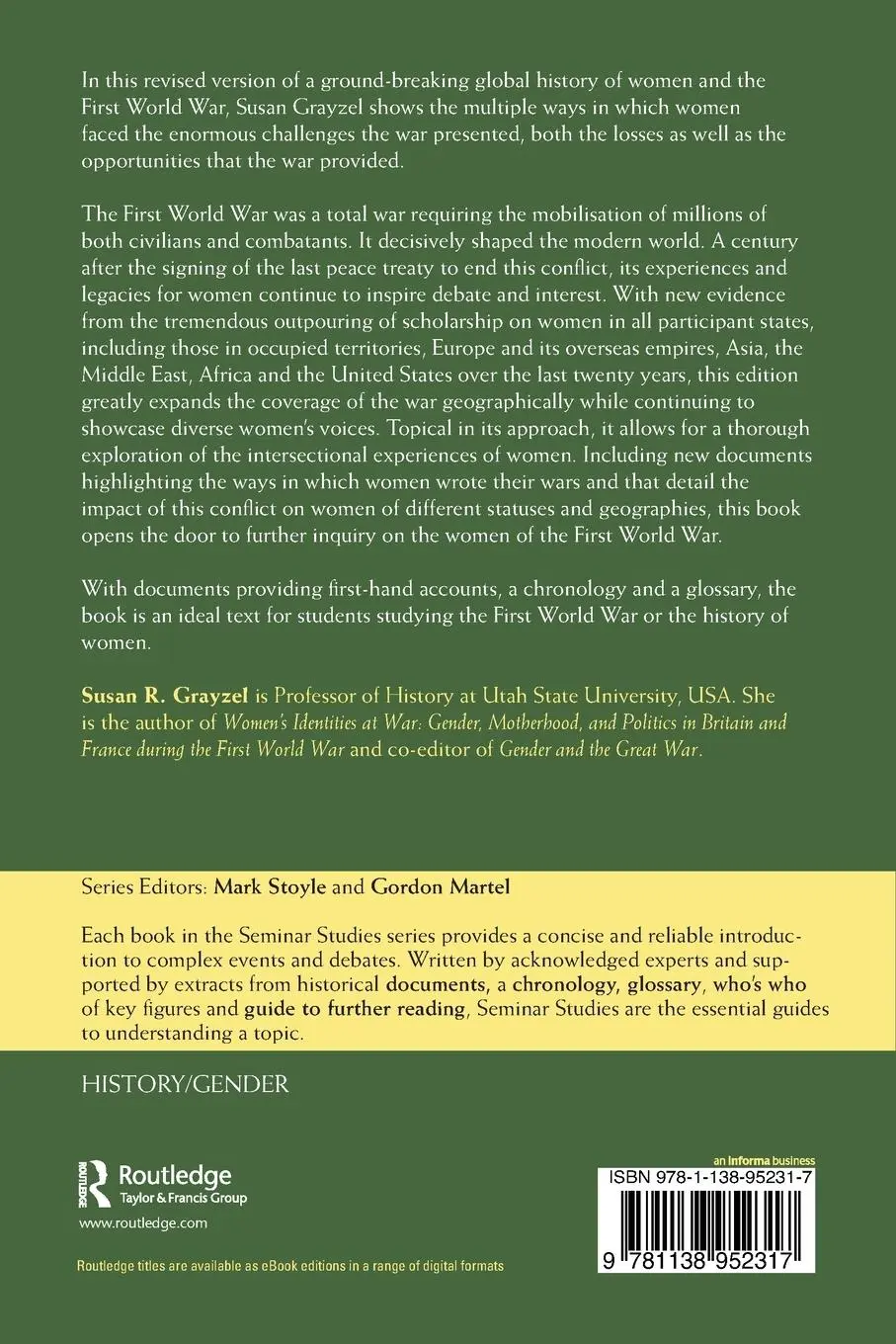 Rückseite: 9781138952317 | Women and the First World War | Susan Grayzel | Taschenbuch | Englisch