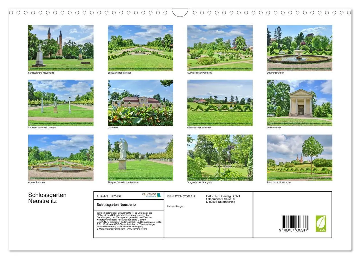 Bild: 9783457602317 | Schlossgarten Neustrelitz (Wandkalender 2026 DIN A3 quer), CALVENDO...