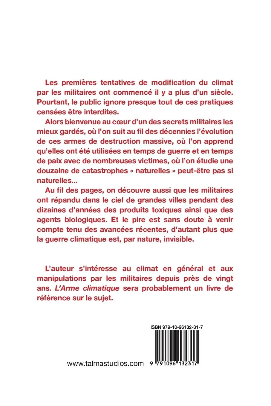 Rückseite: 9791096132317 | L'Arme climatique | La manipulation du climat par les militaires
