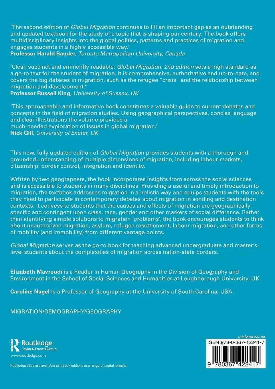 Rückseite: 9780367422417 | Global Migration | Patterns, Processes and Politics | Mavroudi (u. a.)