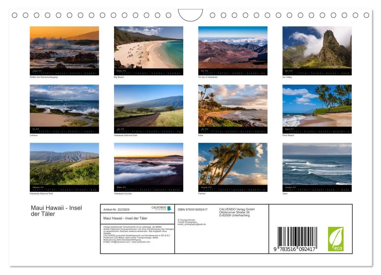 Bild: 9783516092417 | Maui Hawaii - Insel der Täler (Wandkalender 2026 DIN A4 quer),...