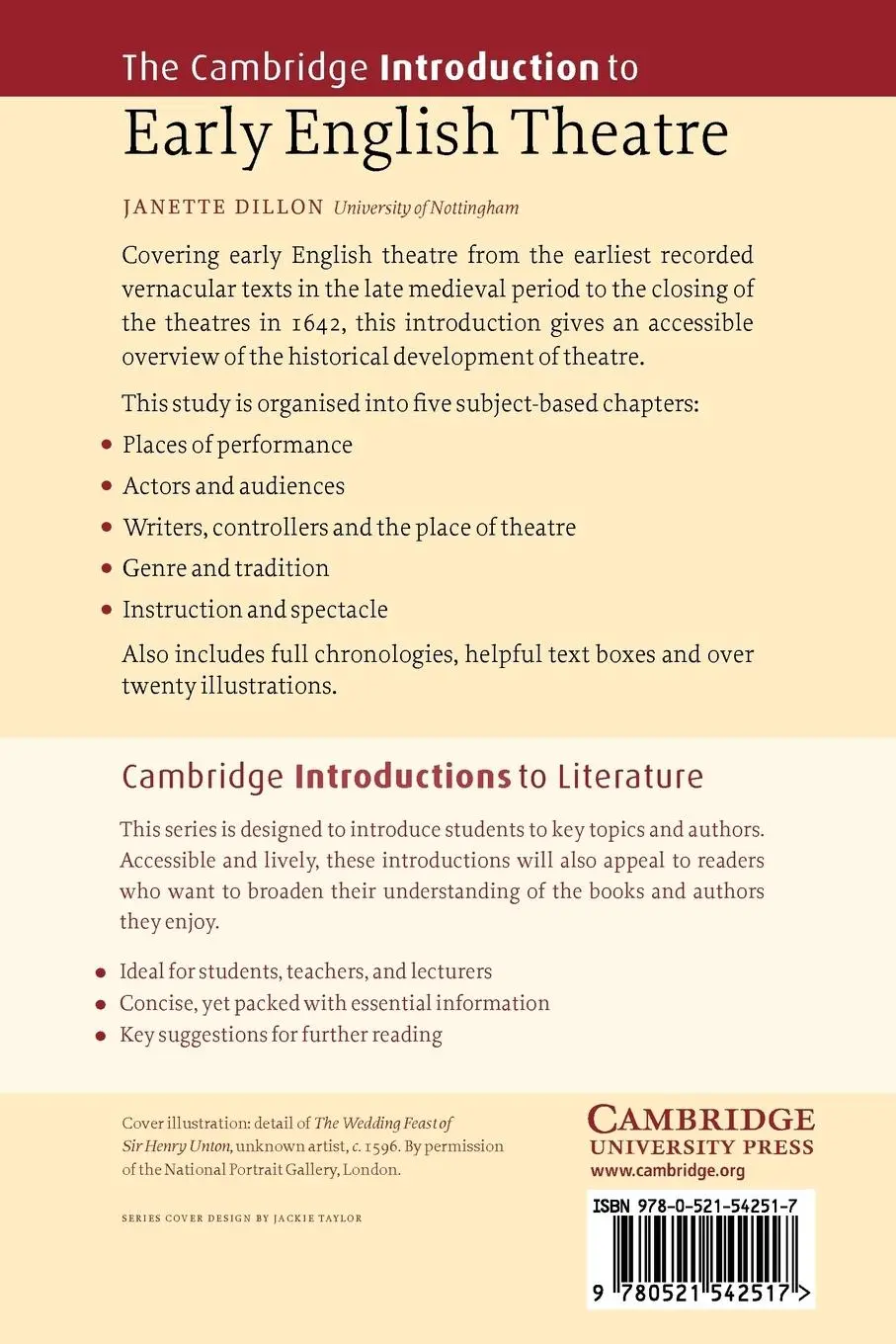 Rückseite: 9780521542517 | The Cambridge Introduction to Early English Theatre | Janette Dillon