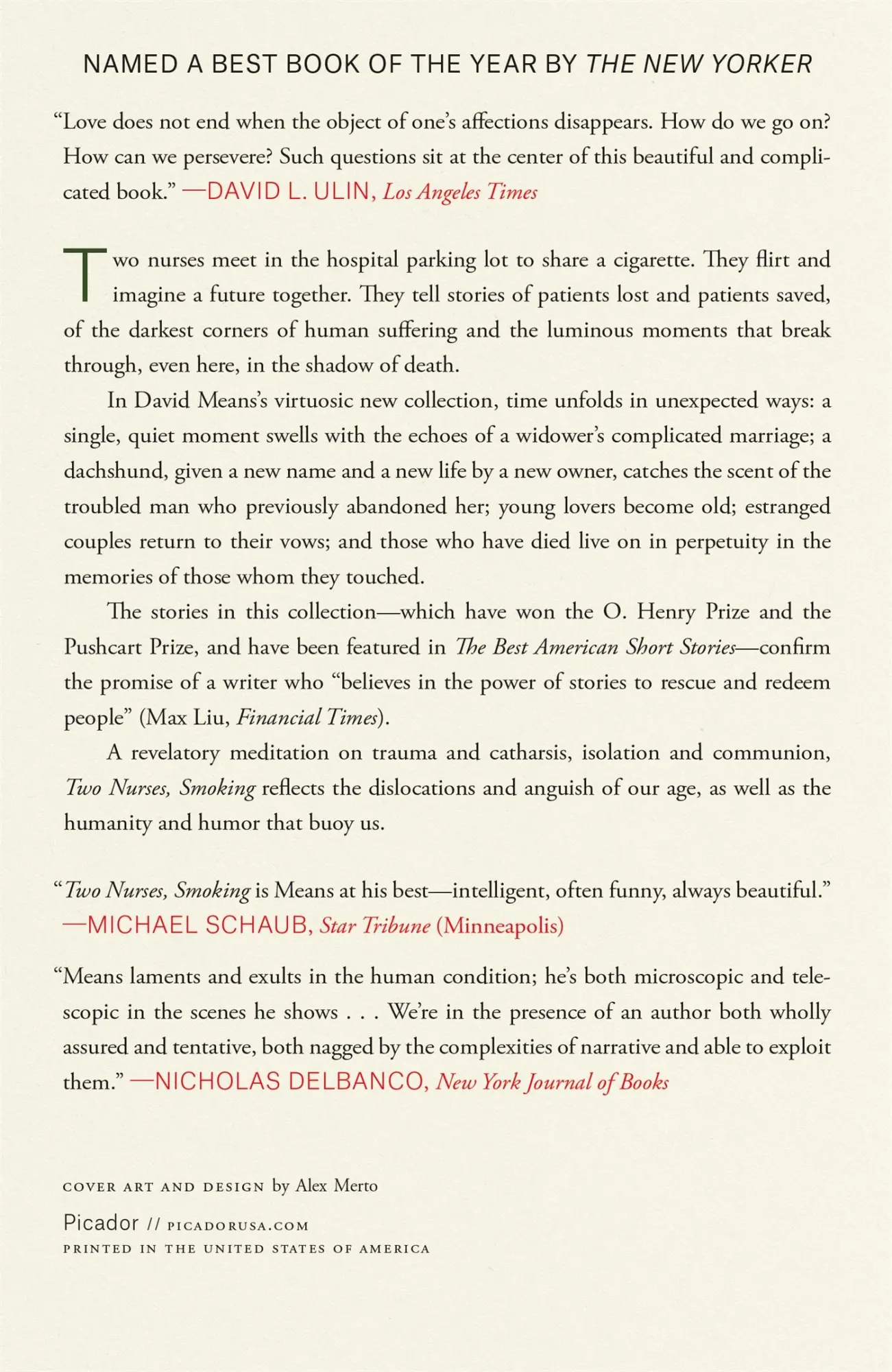 Rückseite: 9781250872517 | Two Nurses, Smoking | Stories | David Means | Taschenbuch | Englisch