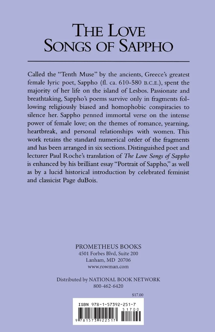 Rückseite: 9781573922517 | The Love Songs of Sappho | Sappho | Taschenbuch | Englisch | 1999