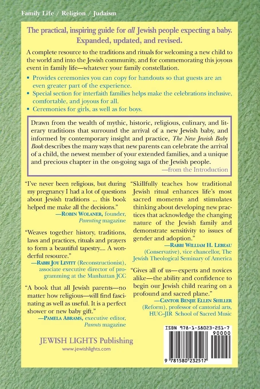 Rückseite: 9781580232517 | New Jewish Baby Book (2nd Edition) | Anita Diamant | Taschenbuch