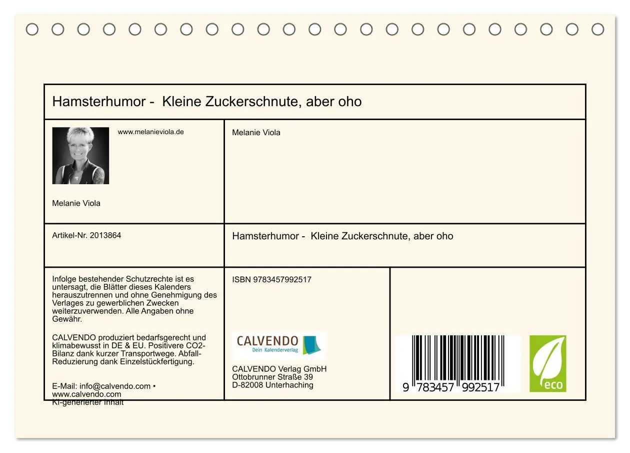 Bild: 9783457992517 | Hamsterhumor - Kleine Zuckerschnute, aber oho (Tischkalender 2026...