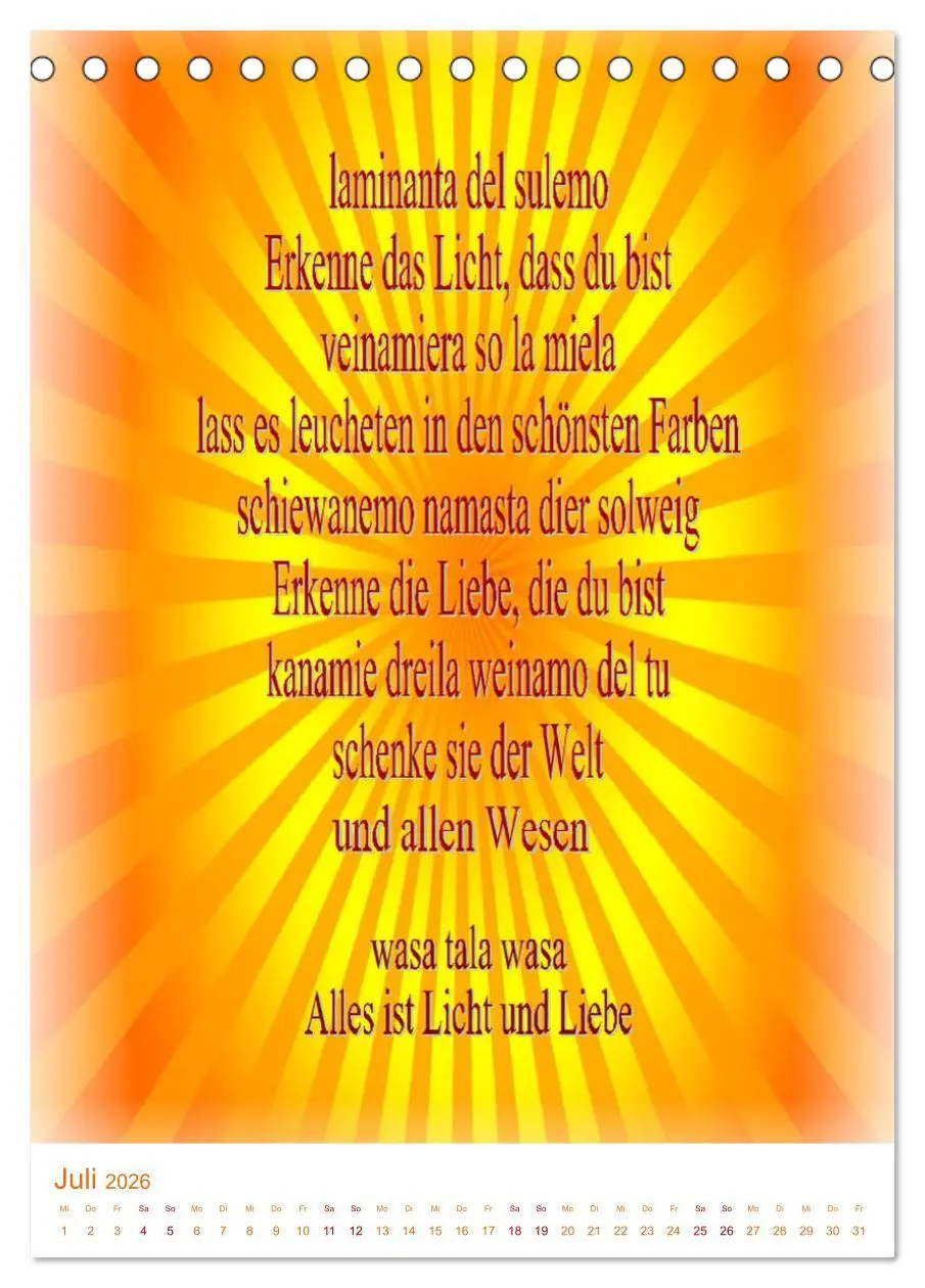 Bild: 9783516392517 | Heilende Mantras in der Lichtsprache des Universums (Tischkalender...