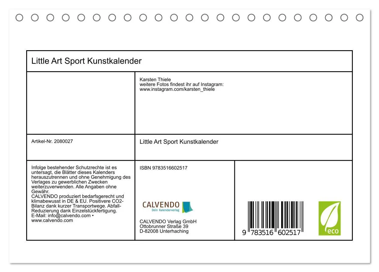 Bild: 9783516602517 | Little Art Sport Kunstkalender (Tischkalender 2026 DIN A5 quer),...
