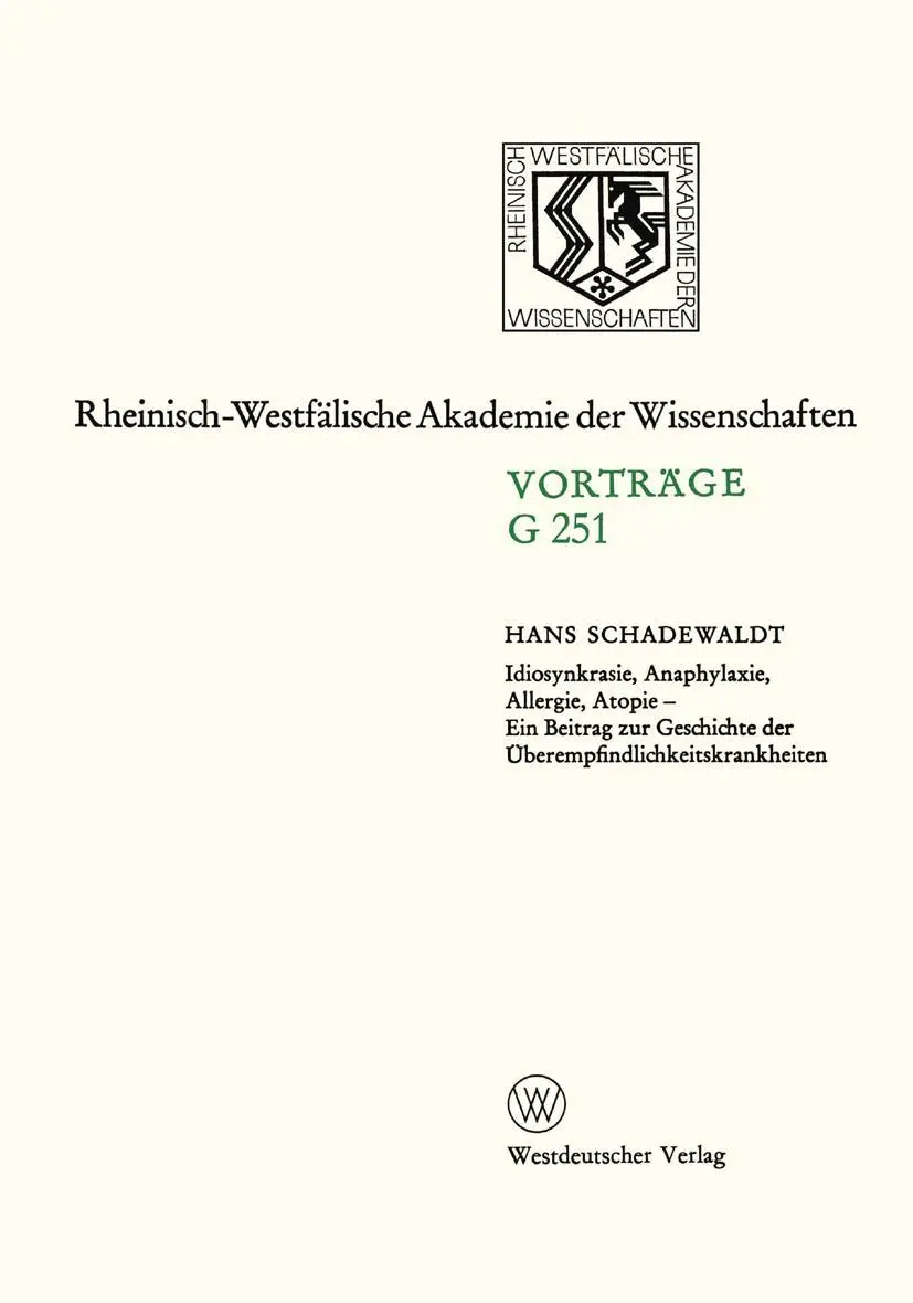 Cover: 9783531072517 | Idiosynkrasie, Anaphylaxie, Allergie, Atopie | Hans Schadewaldt | Buch