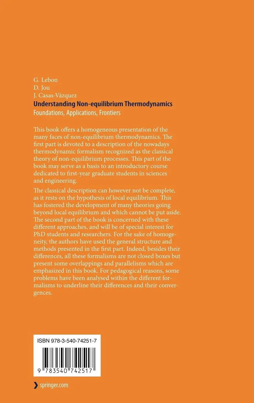 Rückseite: 9783540742517 | Understanding Non-equilibrium Thermodynamics | David Jou (u. a.) | xiv