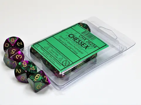 Cover: 601982022617 | Gemini® Green-Purple/gold Set of Ten d10s | deutsch | Chessex