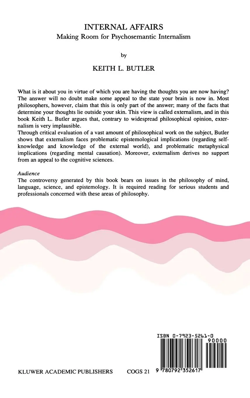 Rückseite: 9780792352617 | Internal Affairs | Making Room for Psychosemantic Internalism | Butler