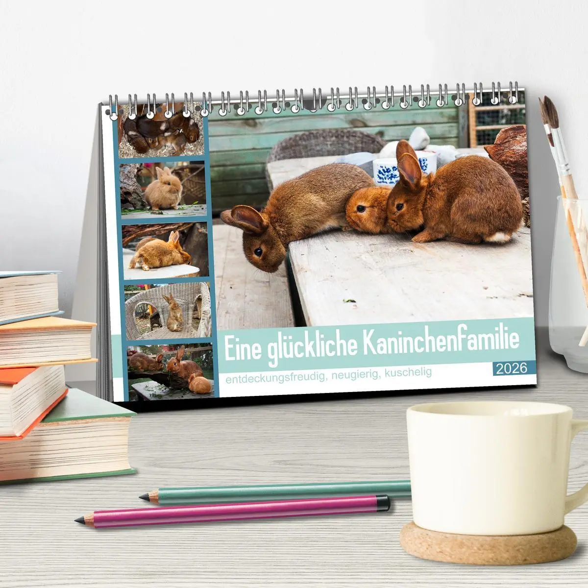 Bild: 9783457432617 | Eine glückliche Kaninchenfamilie (Tischkalender 2026 DIN A5 quer),...