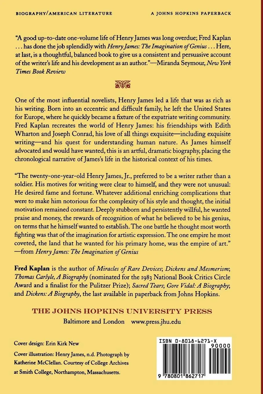 Rückseite: 9780801862717 | Henry James | The Imagination of Genius, a Biography | Fred Kaplan