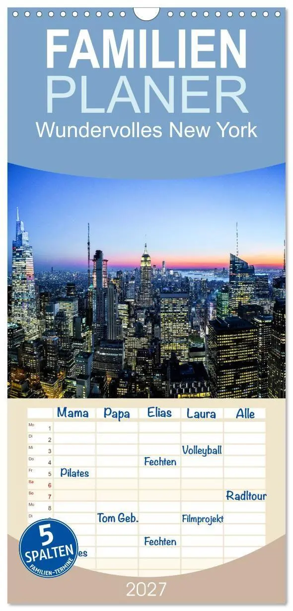 Cover: 9783516822717 | Familienplaner 2027 - Wundervolles New York mit 5 Spalten...