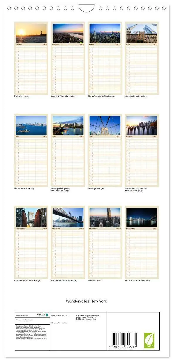 Bild: 9783516822717 | Familienplaner 2027 - Wundervolles New York mit 5 Spalten...