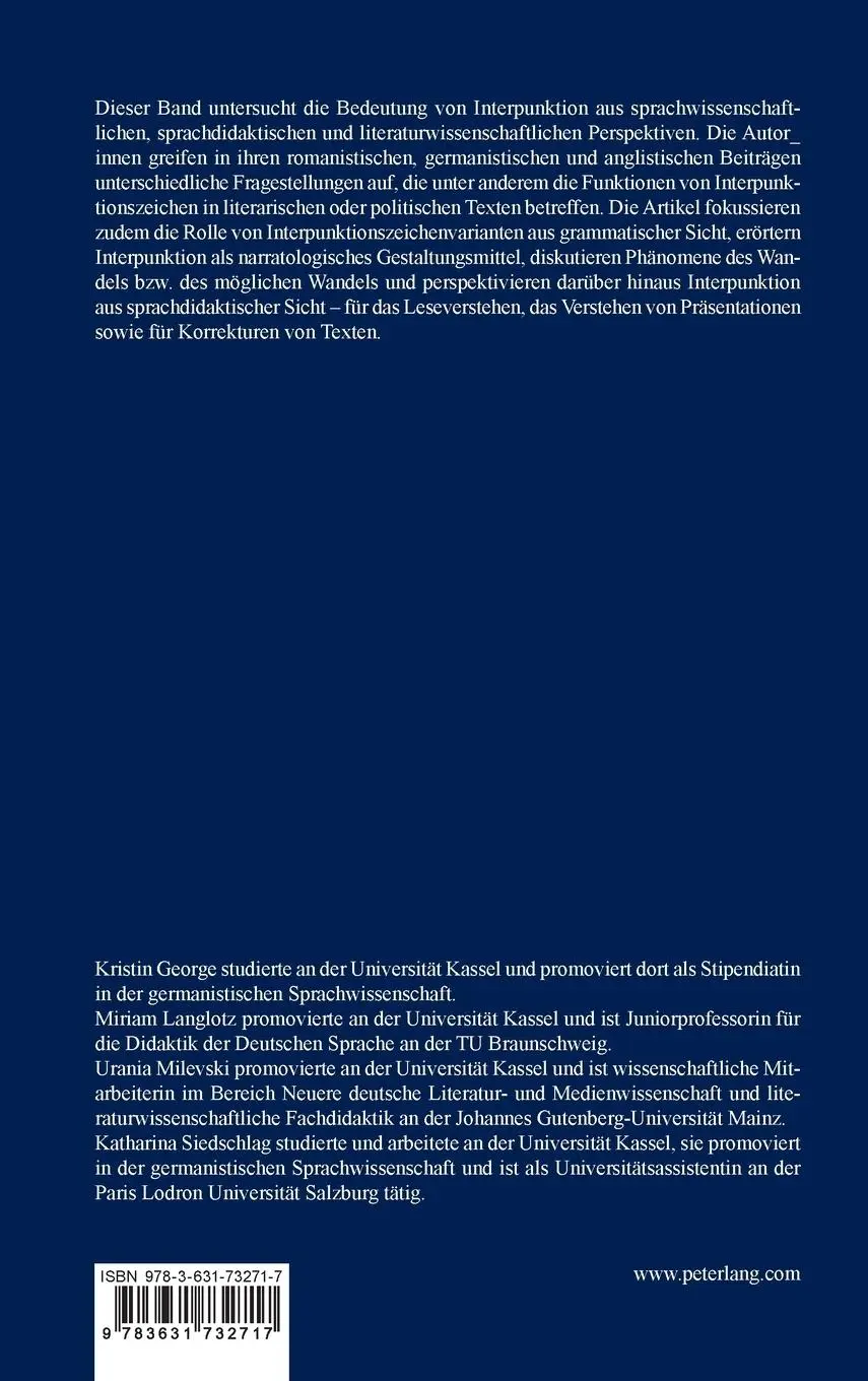 Rückseite: 9783631732717 | Interpunktion im Spannungsfeld zwischen Norm und stilistischer...