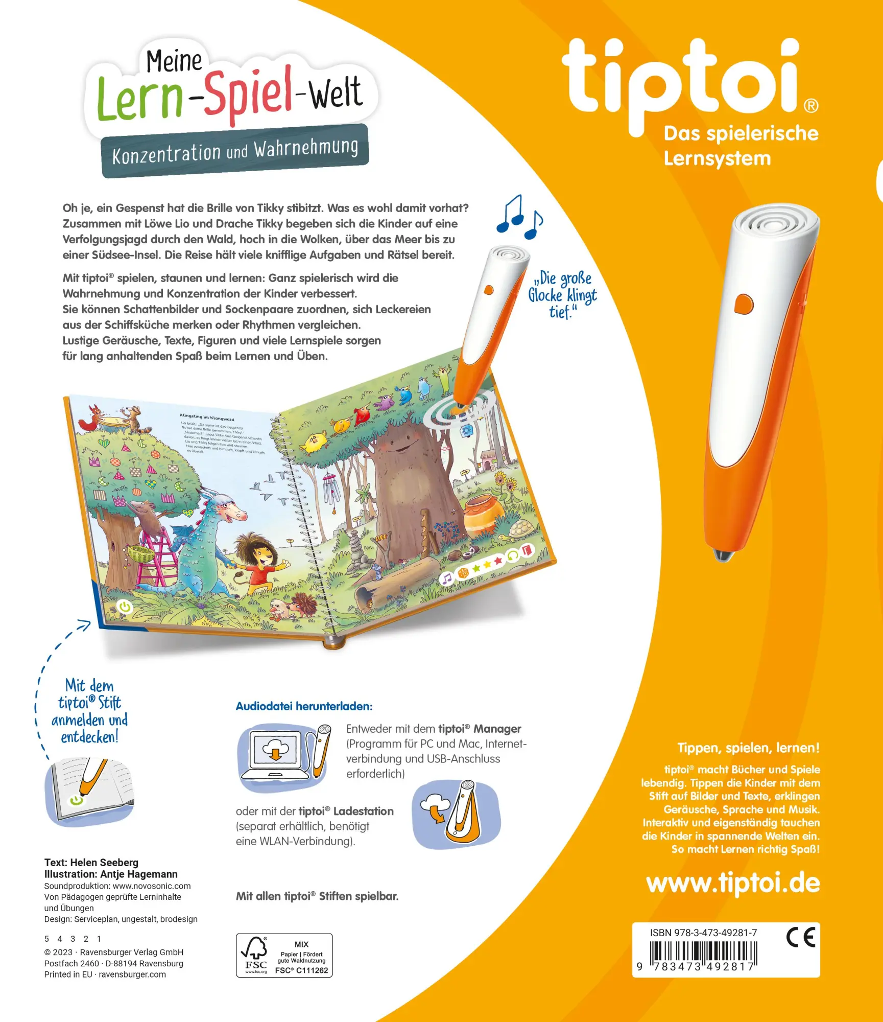 Rückseite: 9783473492817 | tiptoi® Meine Lern-Spiel-Welt - Konzentration und Wahrnehmung | Buch