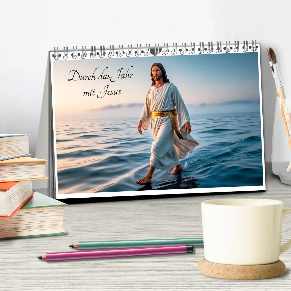 Bild: 9783457332917 | Durch das Jahr mit Jesus (Tischkalender 2026 DIN A5 quer), CALVENDO...