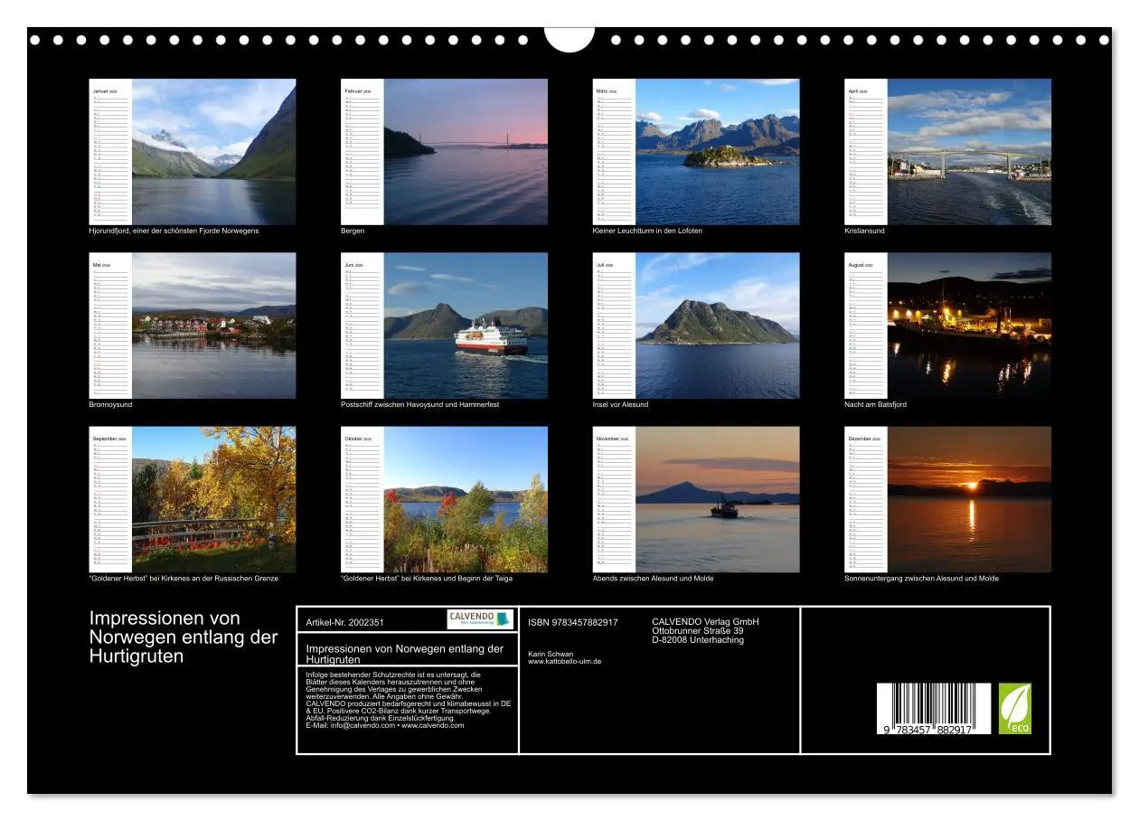Bild: 9783457882917 | Impressionen von Norwegen entlang der Hurtigruten (Wandkalender...