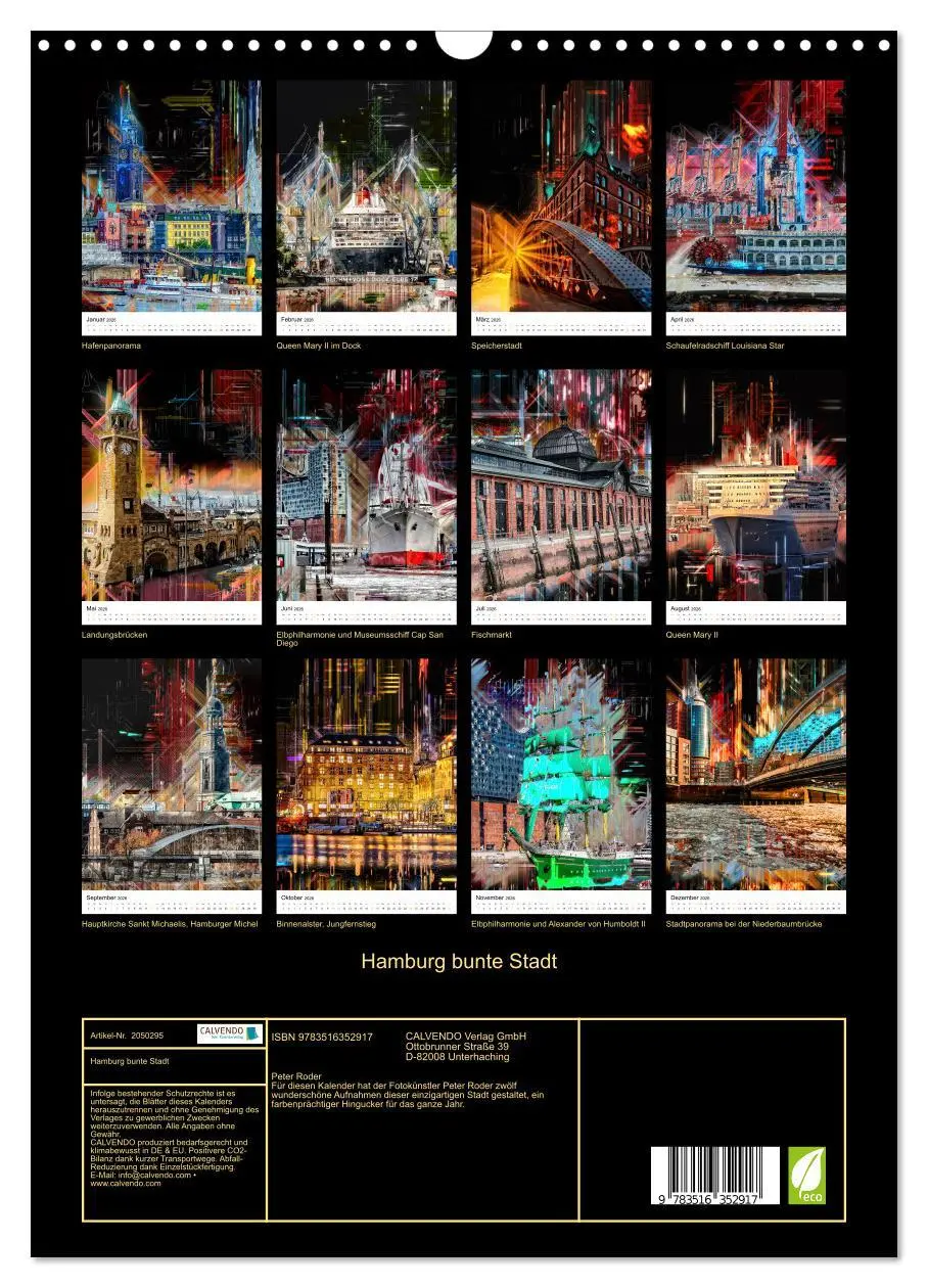 Bild: 9783516352917 | Hamburg bunte Stadt (Wandkalender 2026 DIN A3 hoch), CALVENDO...