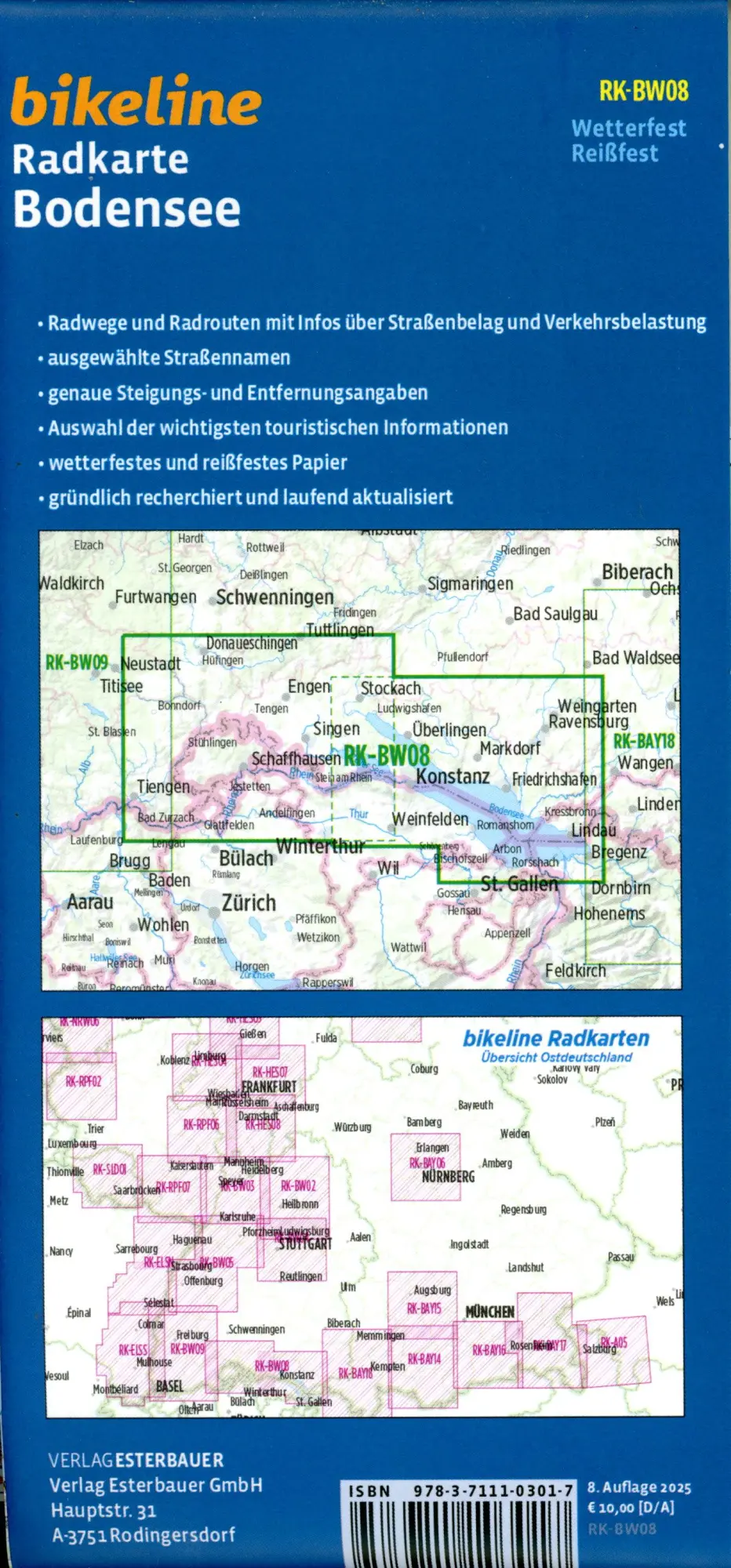 Bild: 9783711103017 | Radkarte Bodensee (RK-BW08) | Esterbauer Verlag | (Land-)Karte | 2025