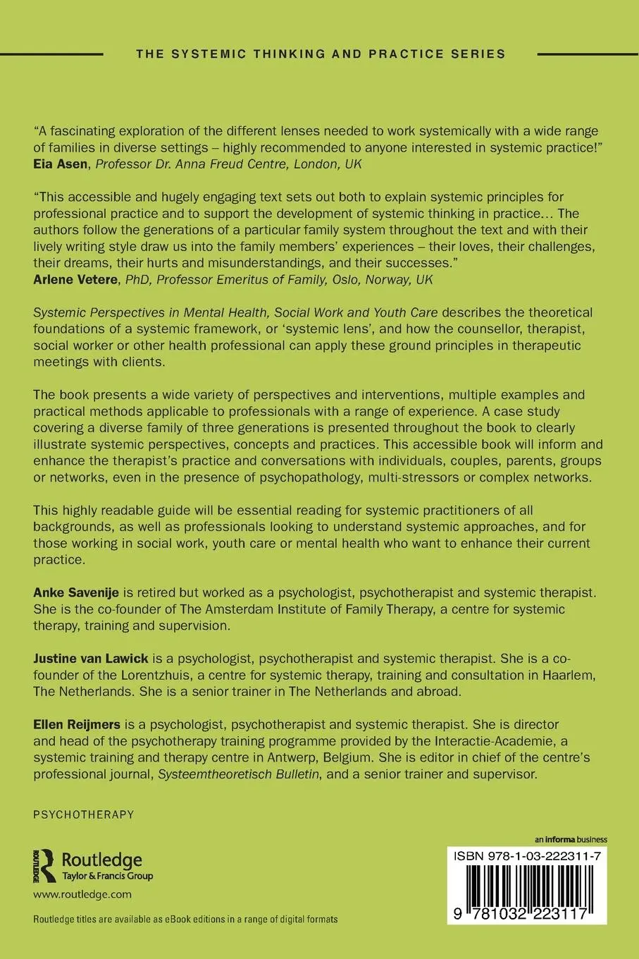 Rückseite: 9781032223117 | Systemic Perspectives in Mental Health, Social Work and Youth Care