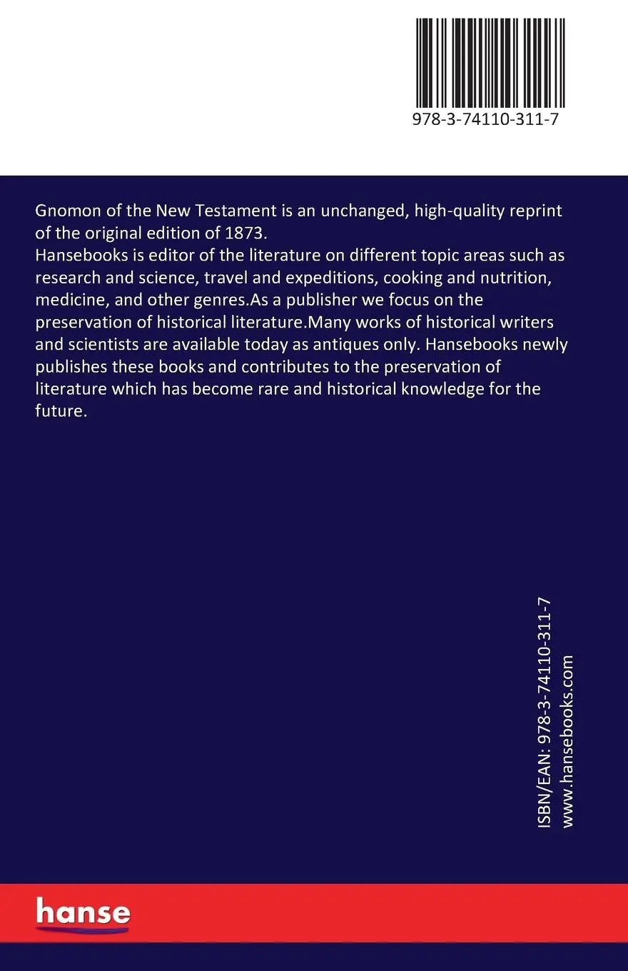 Rückseite: 9783741103117 | Gnomon of the New Testament | Johann Albrecht Bengel | Taschenbuch